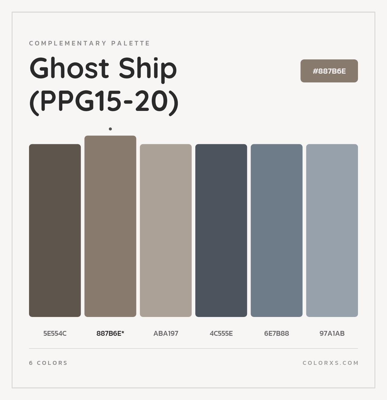 Ghost Ship (PPG15-20) - Complementary Color Palette