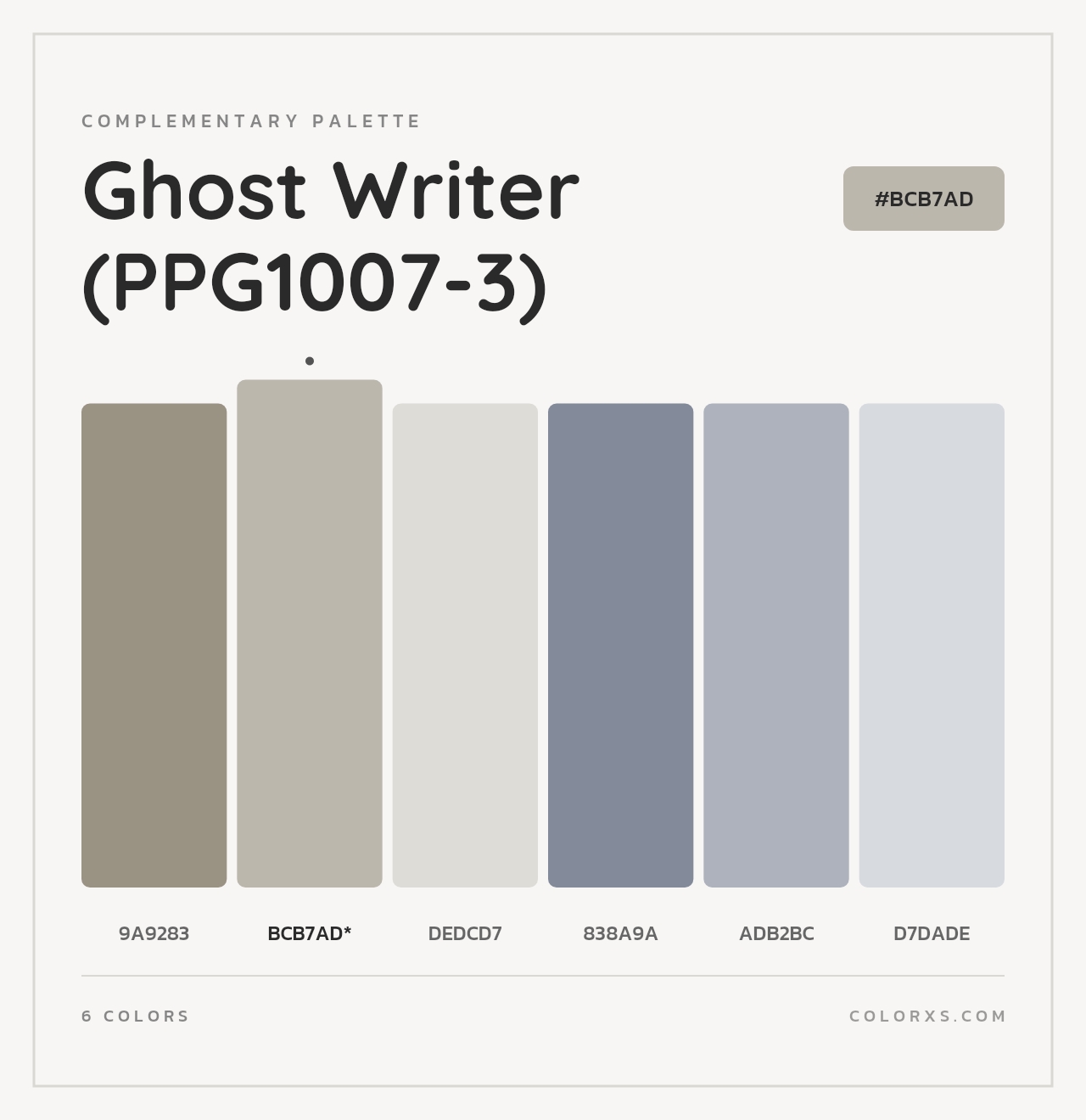 Ghost Writer (PPG1007-3) - Complementary Color Palette