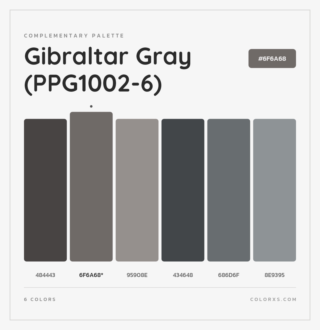 Gibraltar Gray (PPG1002-6) - Complementary Color Palette