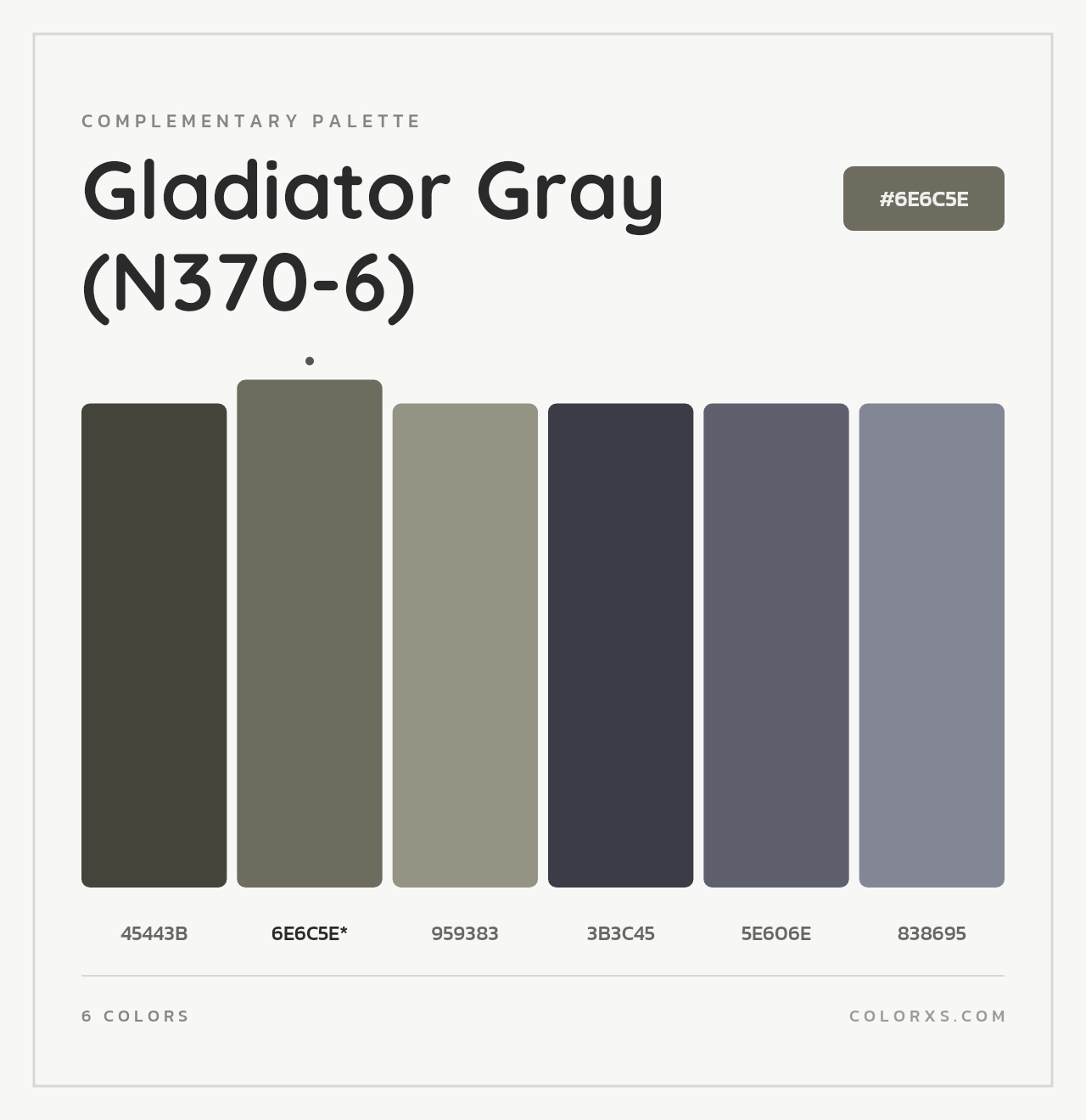 Gladiator Gray (N370-6) - Complementary Color Palette