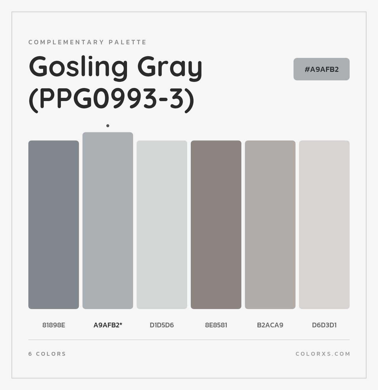 Gosling Gray (PPG0993-3) - Complementary Color Palette