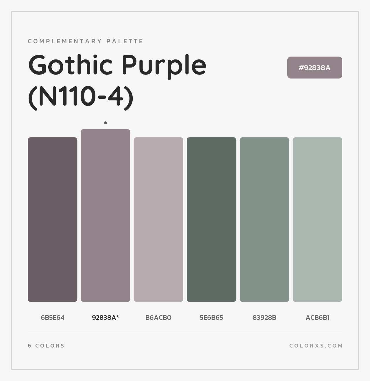 Gothic Purple (N110-4) - Complementary Color Palette