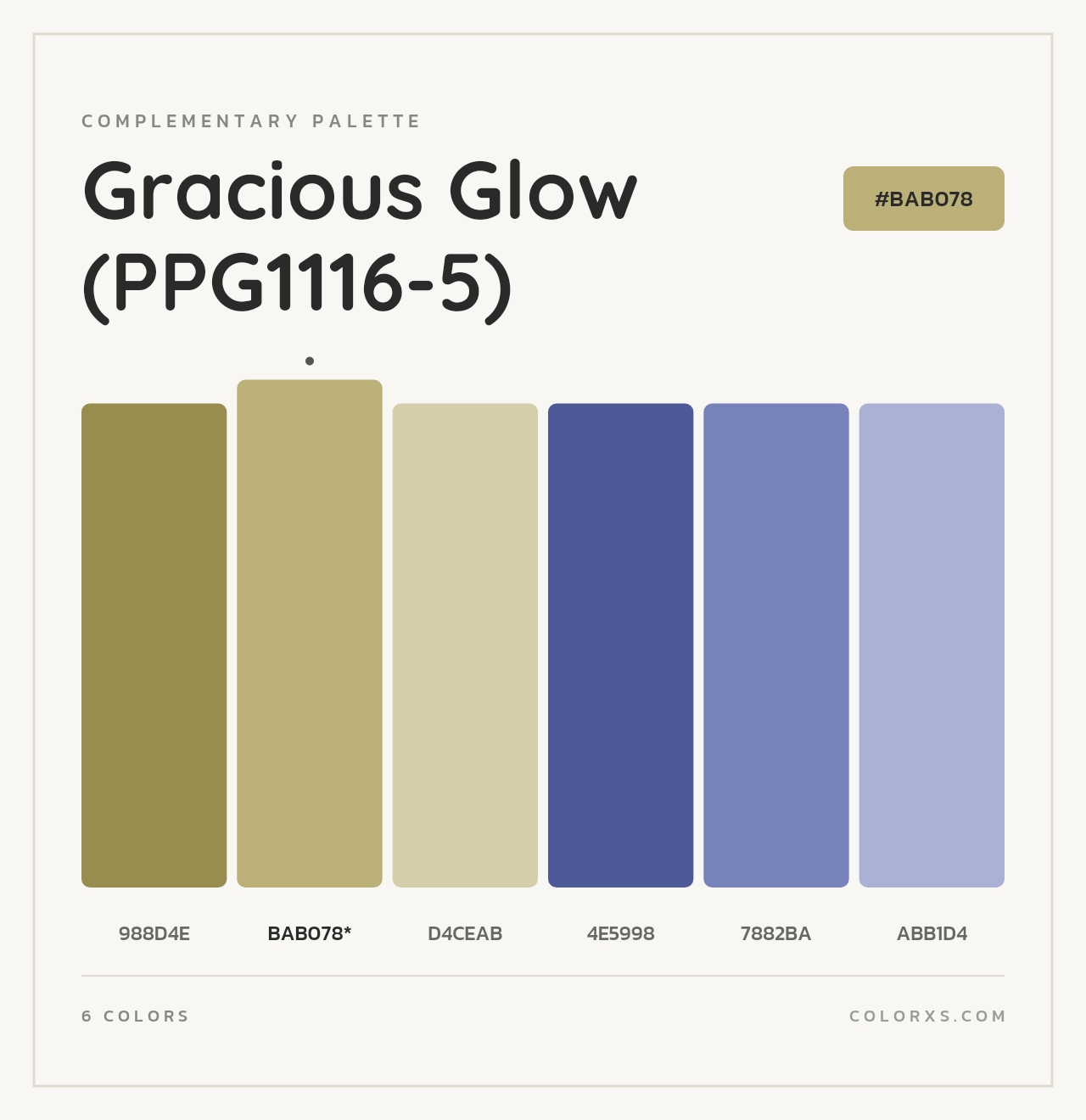 Gracious Glow (PPG1116-5) - Complementary Color Palette