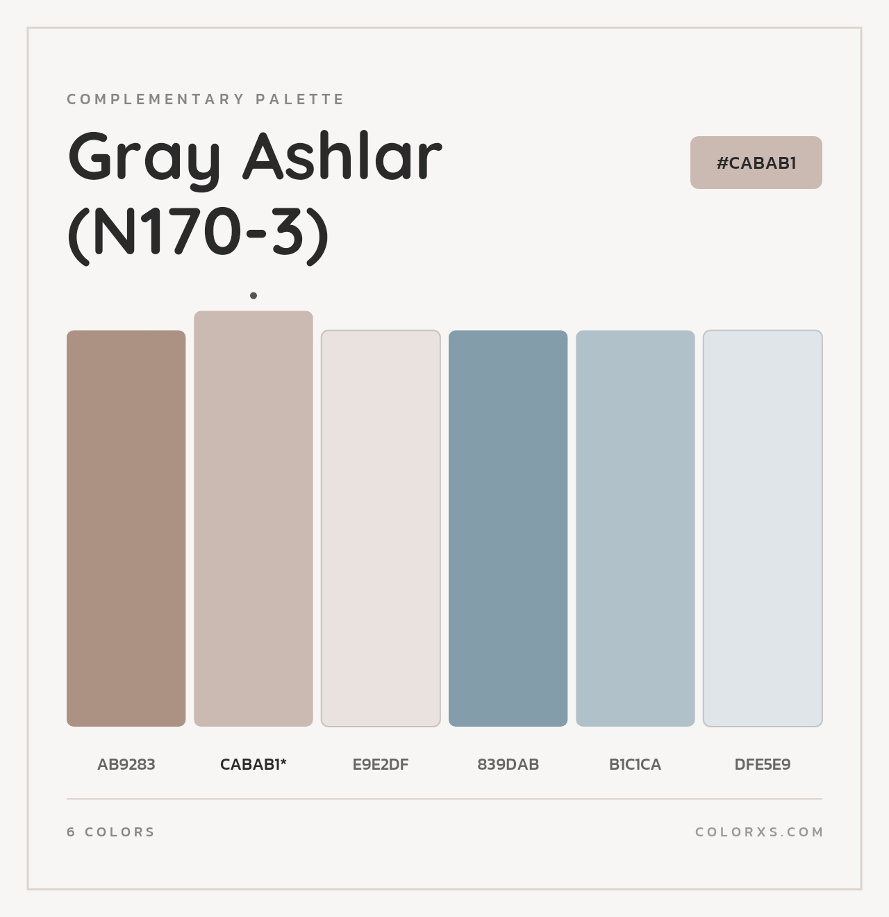 Gray Ashlar (N170-3) - Complementary Color Palette
