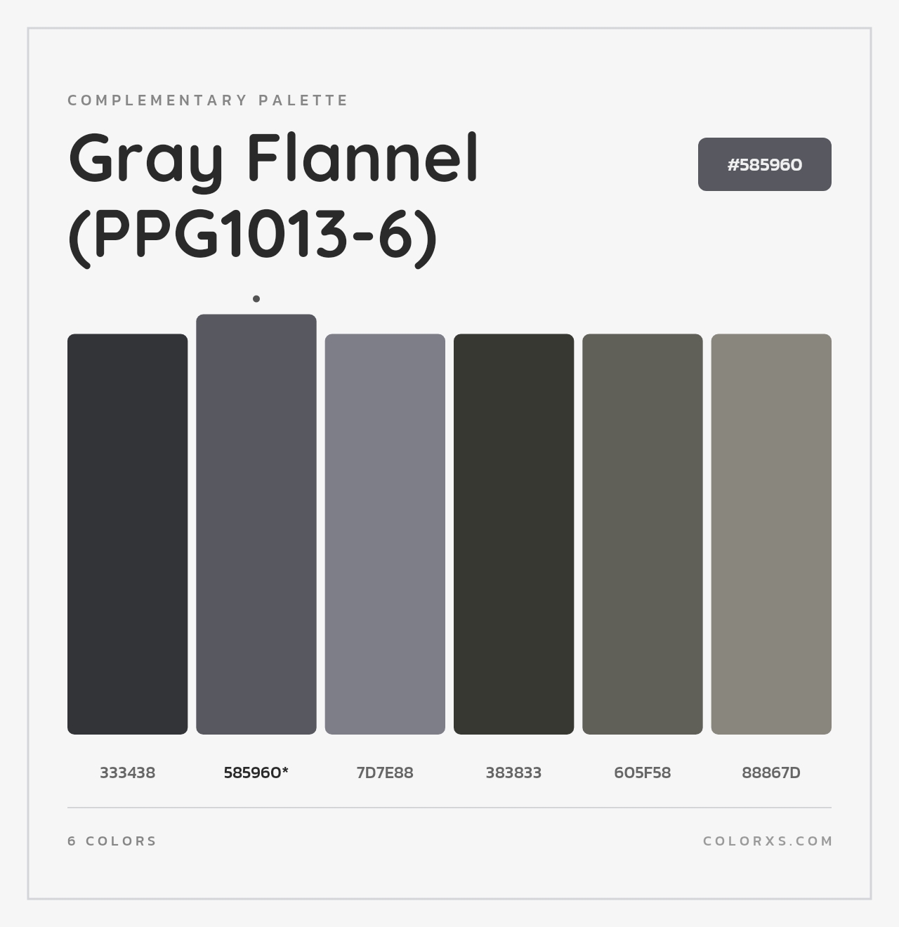 Gray Flannel (PPG1013-6) - Complementary Color Palette