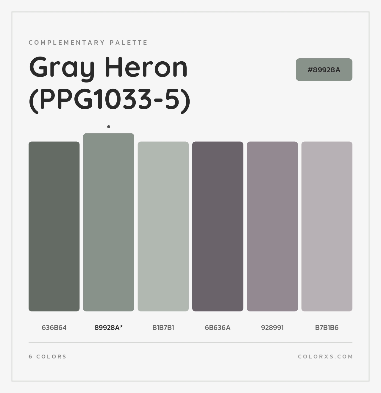 Gray Heron (PPG1033-5) - Complementary Color Palette