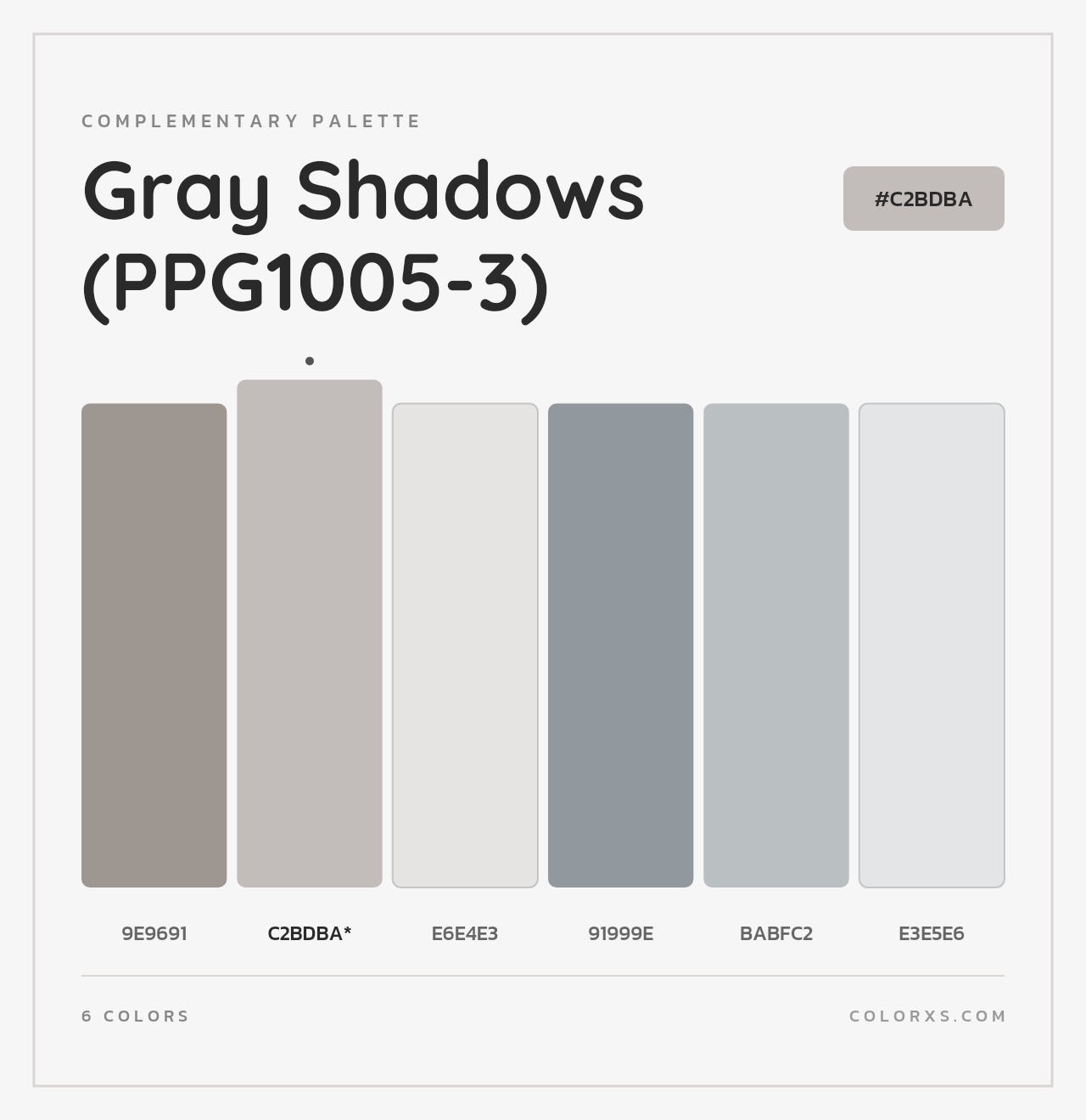 Gray Shadows (PPG1005-3) - Complementary Color Palette