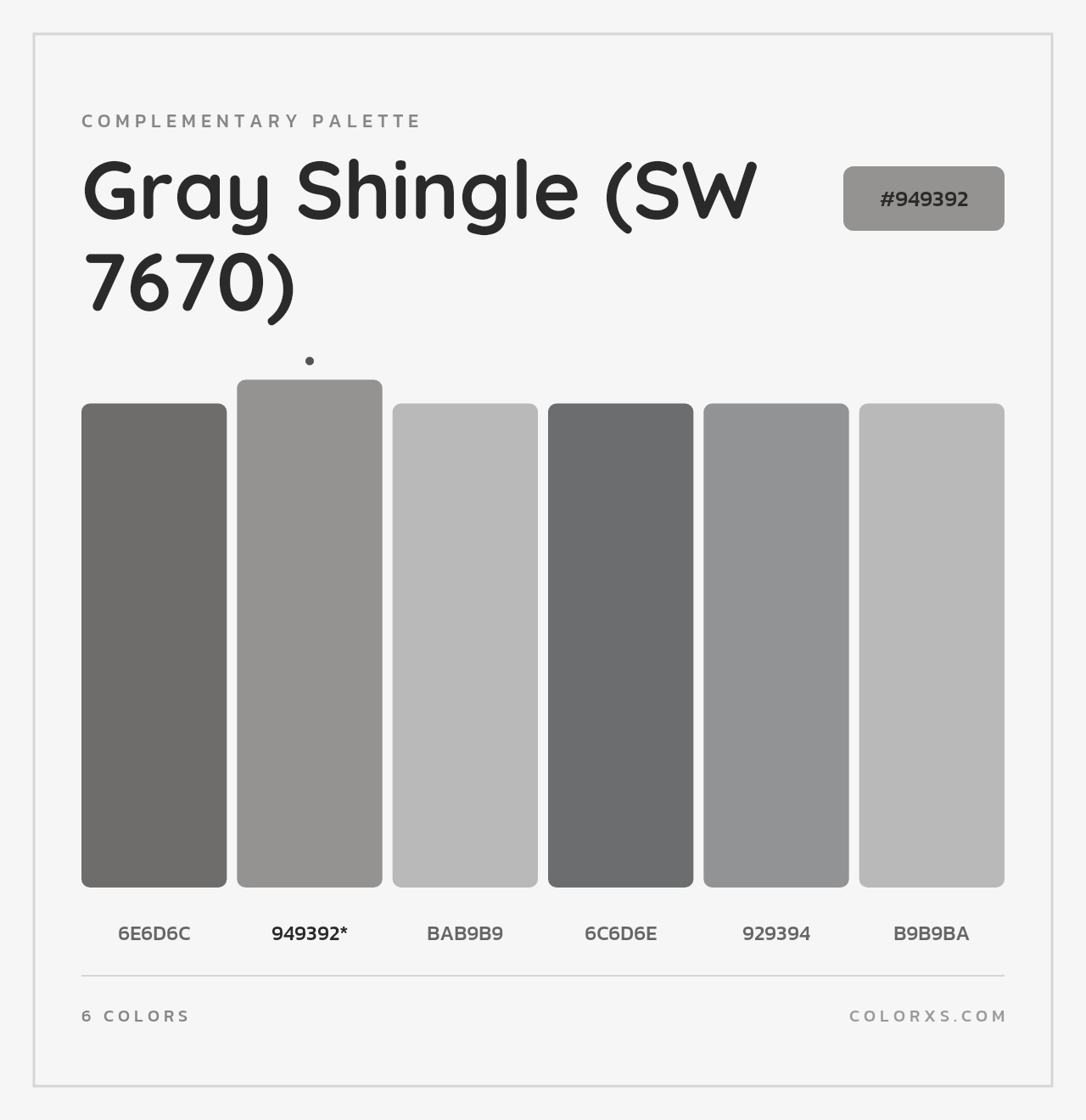 Gray Shingle (SW 7670) - Complementary Color Palette
