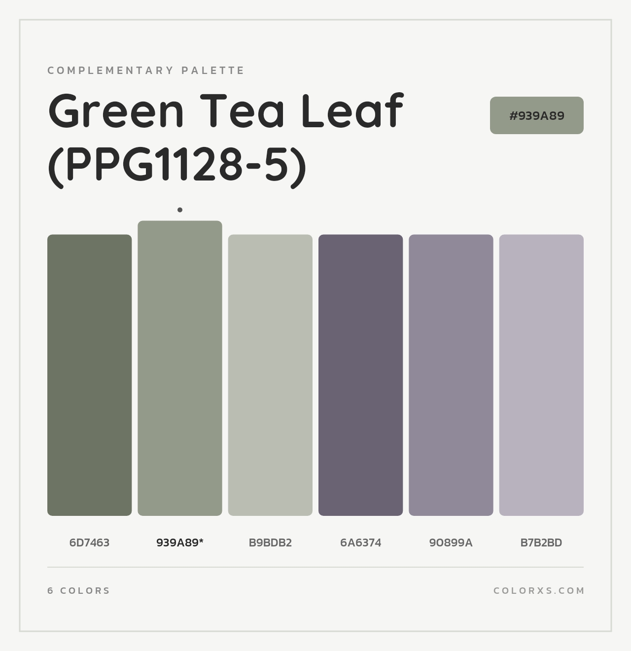 Green Tea Leaf (PPG1128-5) - Complementary Color Palette