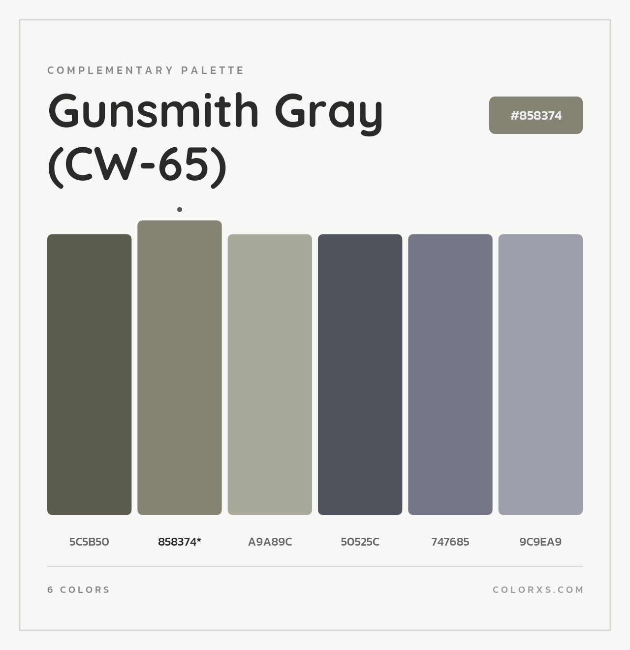 Gunsmith Gray (CW-65) - Complementary Color Palette