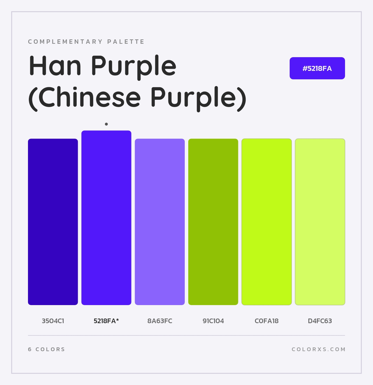 Han Purple (Chinese Purple) - Complementary Color Palette