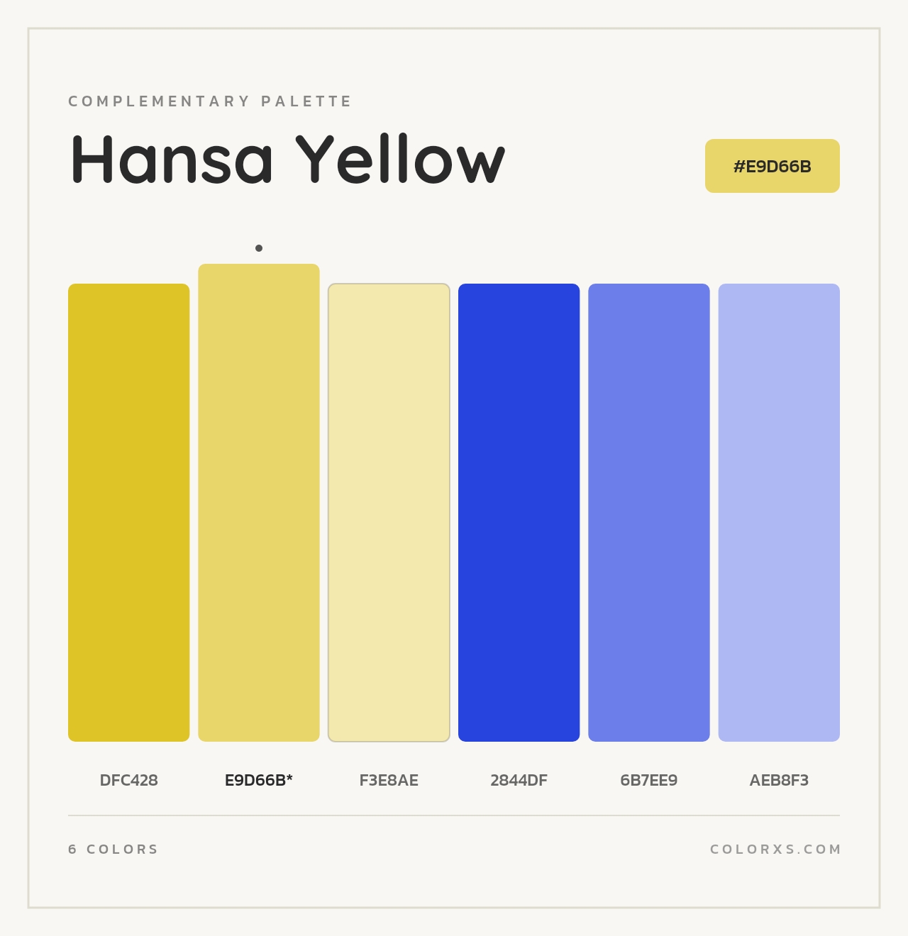 Hansa Yellow - Complementary Color Palette