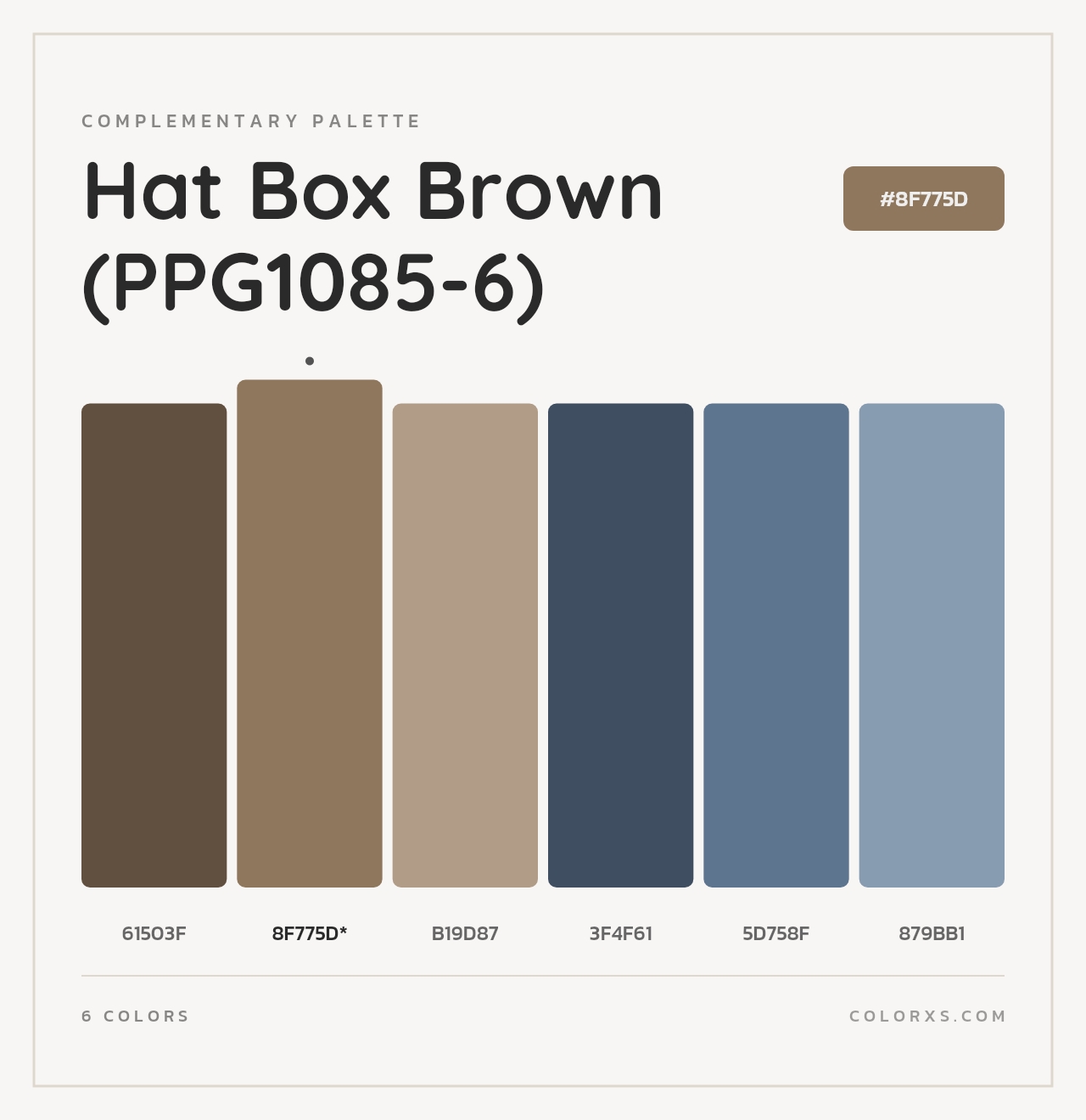 Hat Box Brown (PPG1085-6) - Complementary Color Palette
