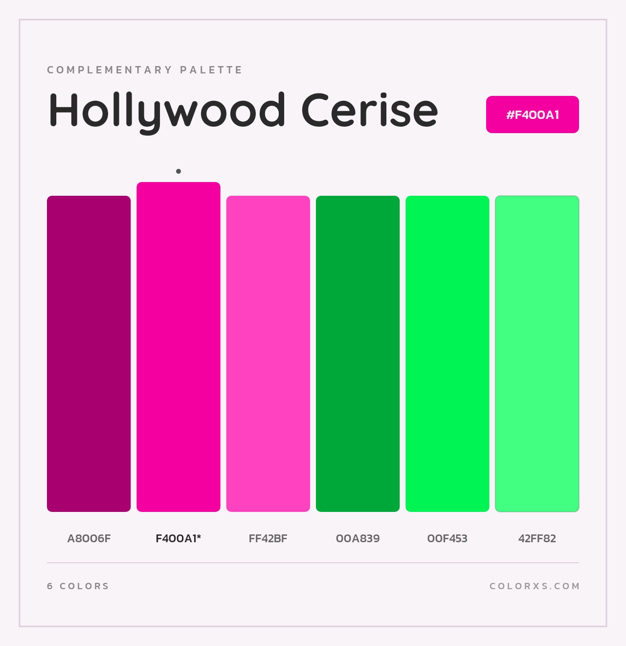 Hollywood Cerise - Complementary Color Palette