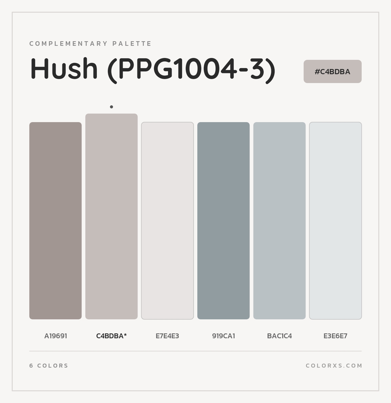 Hush (PPG1004-3) - Complementary Color Palette