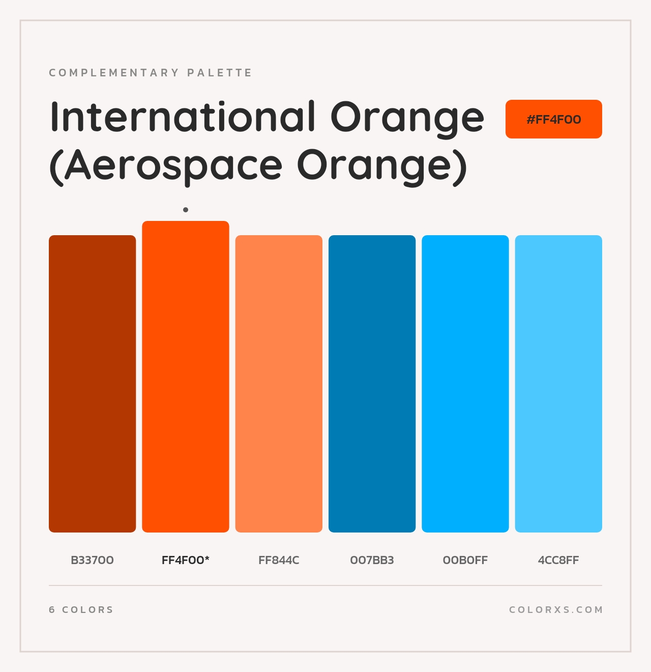 International Orange (Aerospace Orange) - Complementary Color Palette