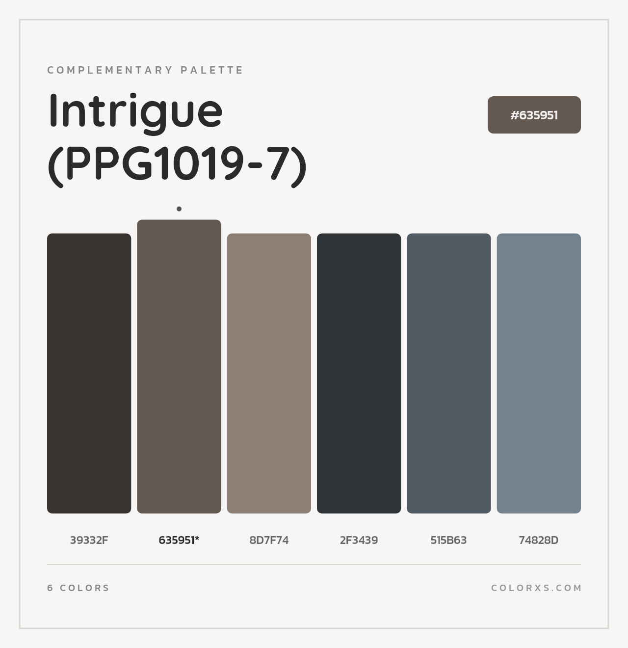 Intrigue (PPG1019-7) - Complementary Color Palette