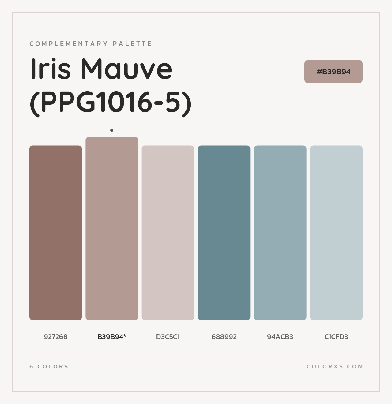Iris Mauve (PPG1016-5) - Complementary Color Palette
