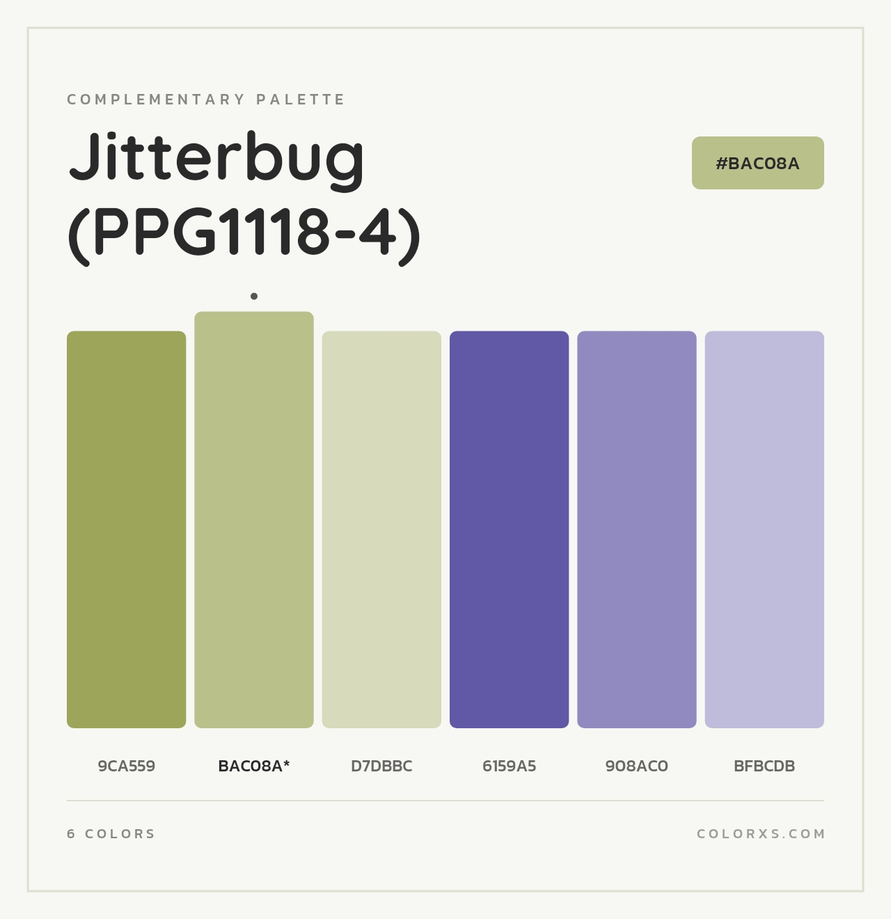 Jitterbug (PPG1118-4) - Complementary Color Palette