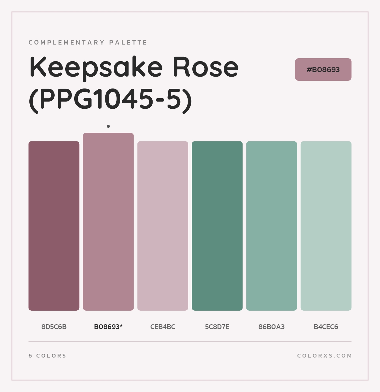 Keepsake Rose (PPG1045-5) - Complementary Color Palette