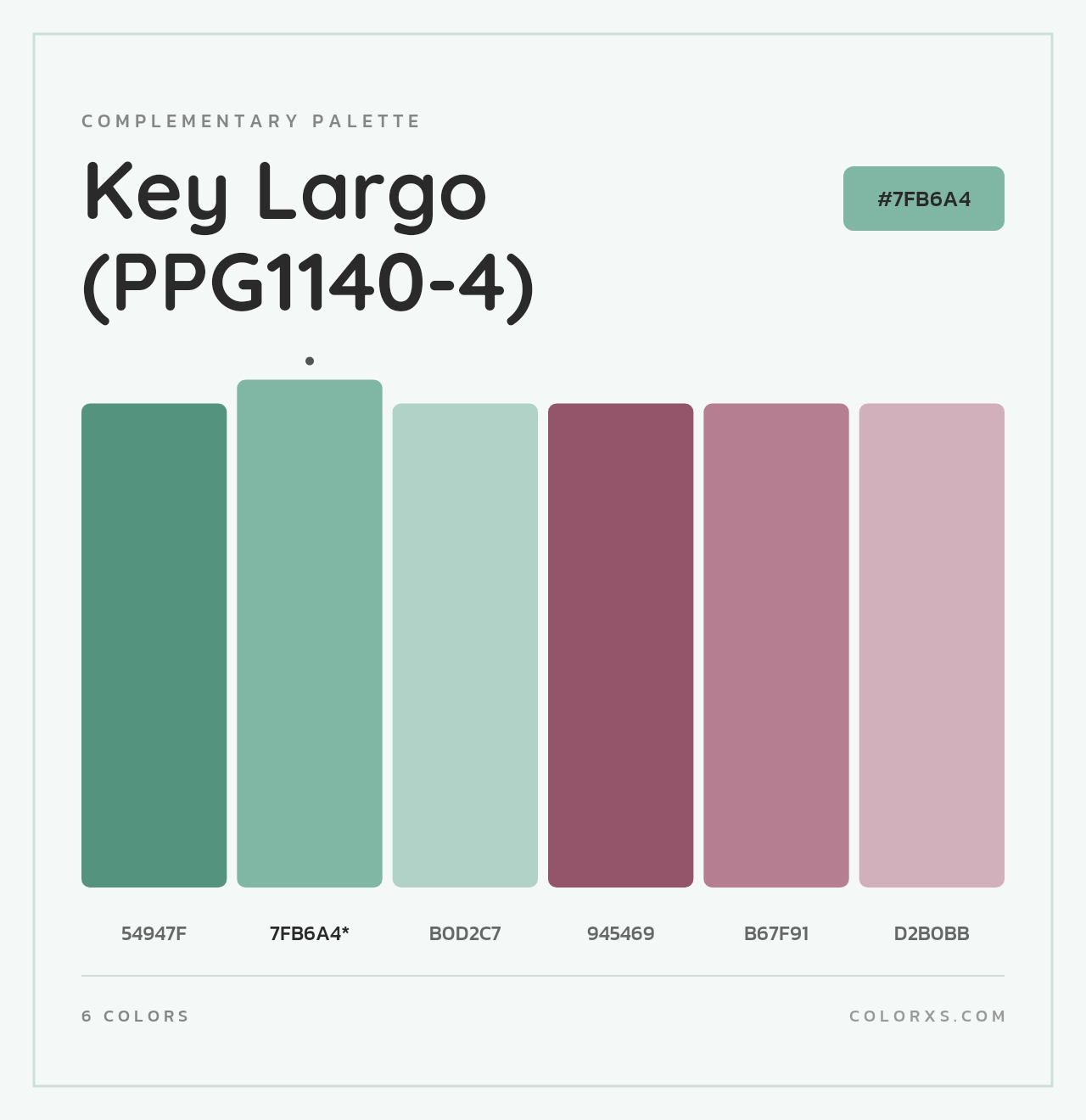 Key Largo (PPG1140-4) - Complementary Color Palette