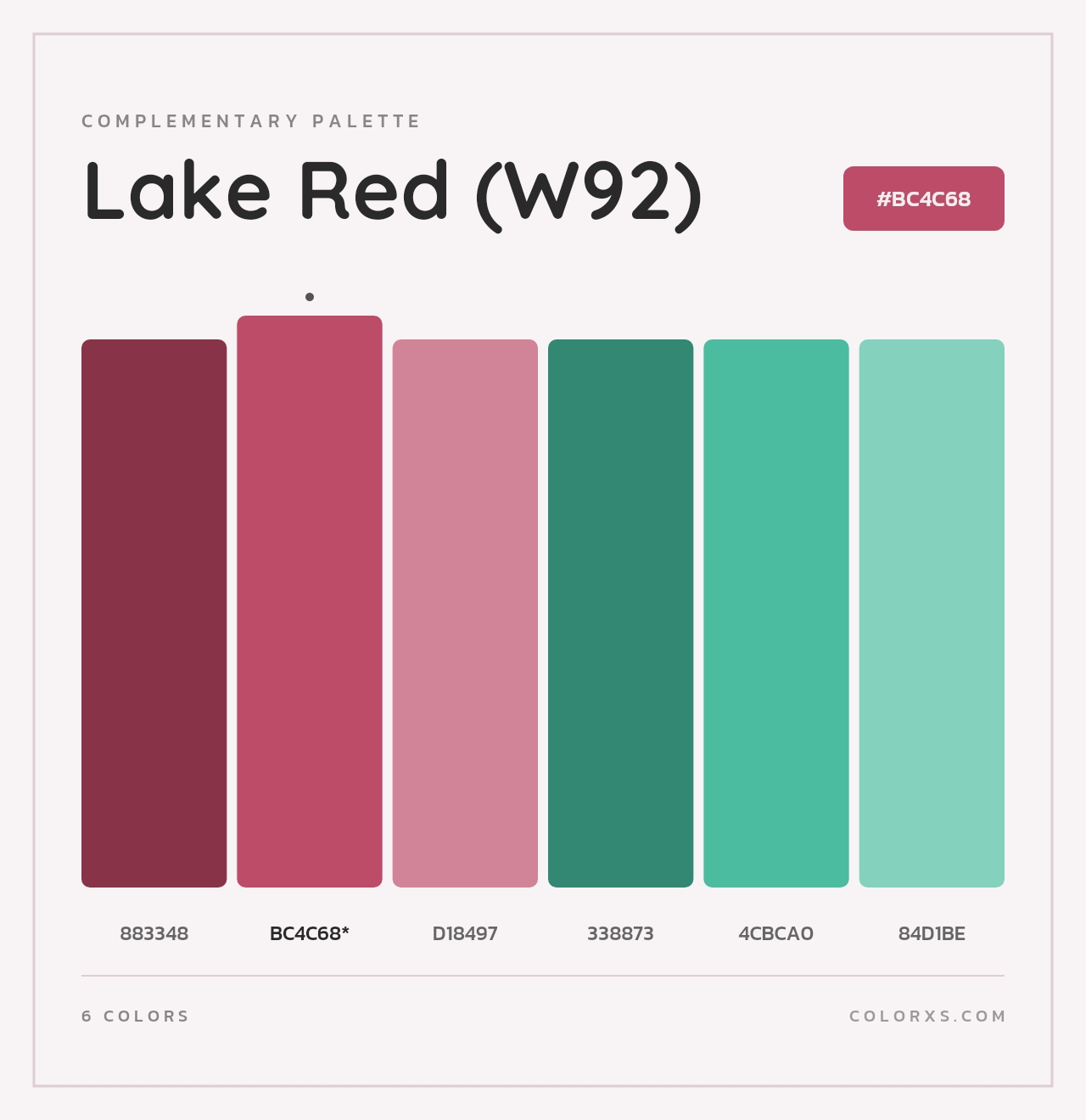 Lake Red (W92) - Complementary Color Palette