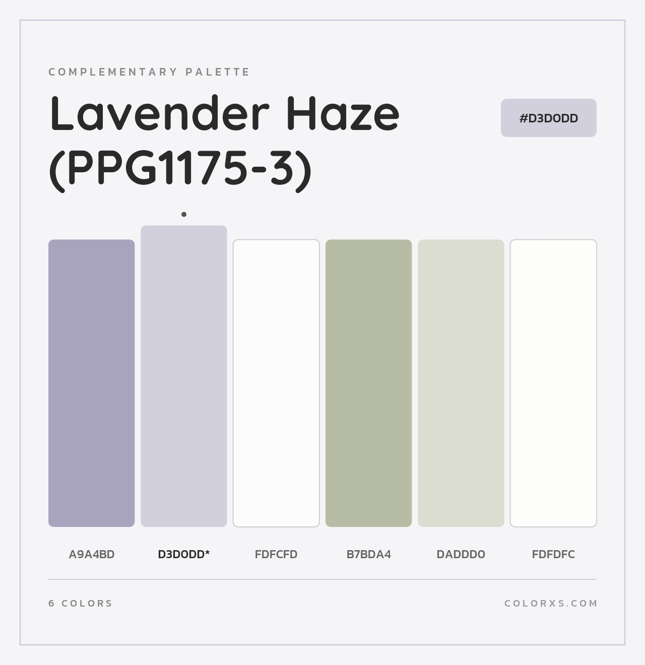 Lavender Haze (PPG1175-3) - Complementary Color Palette