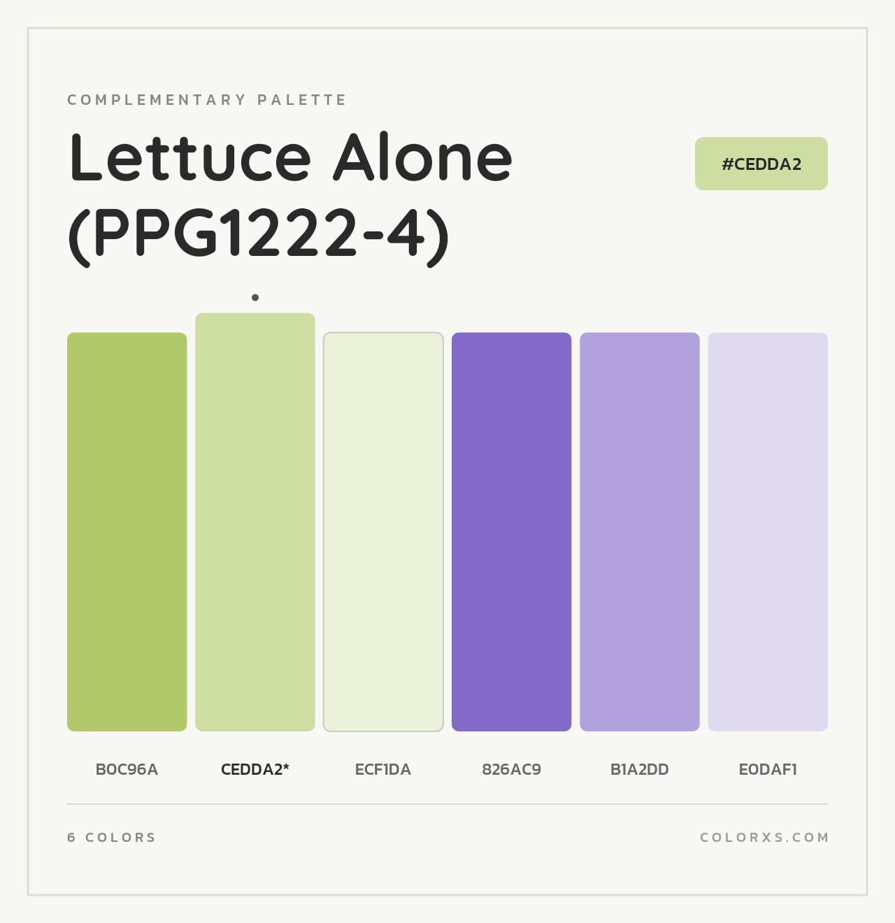 Lettuce Alone (PPG1222-4) - Complementary Color Palette