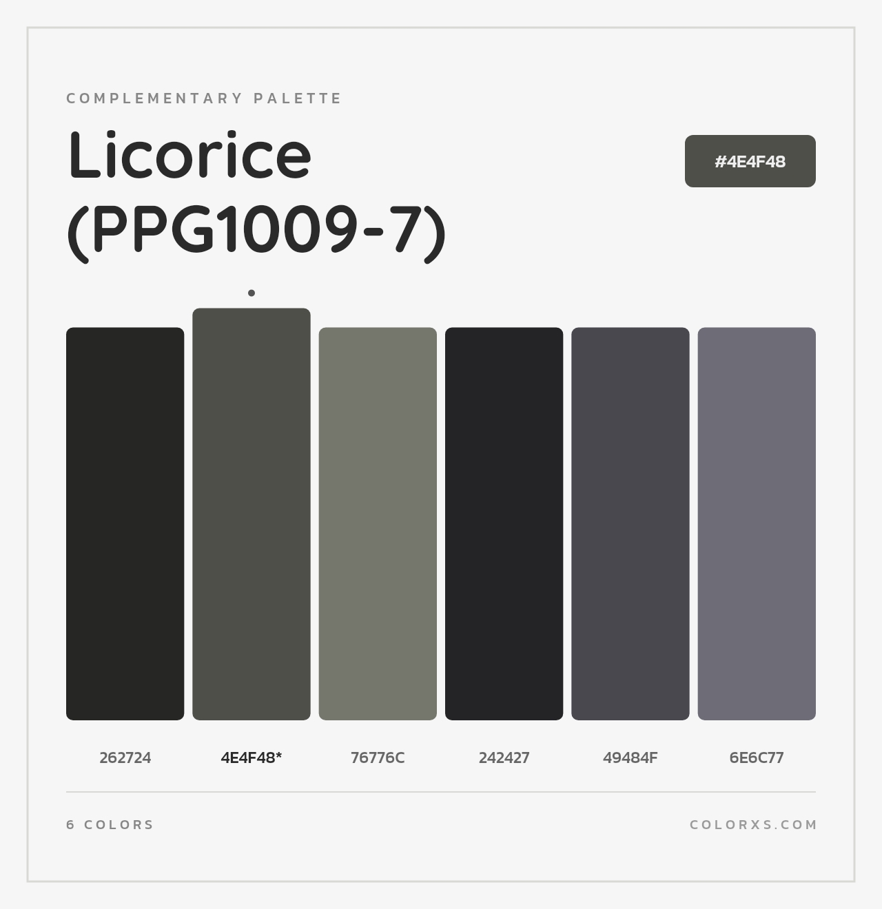 Licorice (PPG1009-7) - Complementary Color Palette