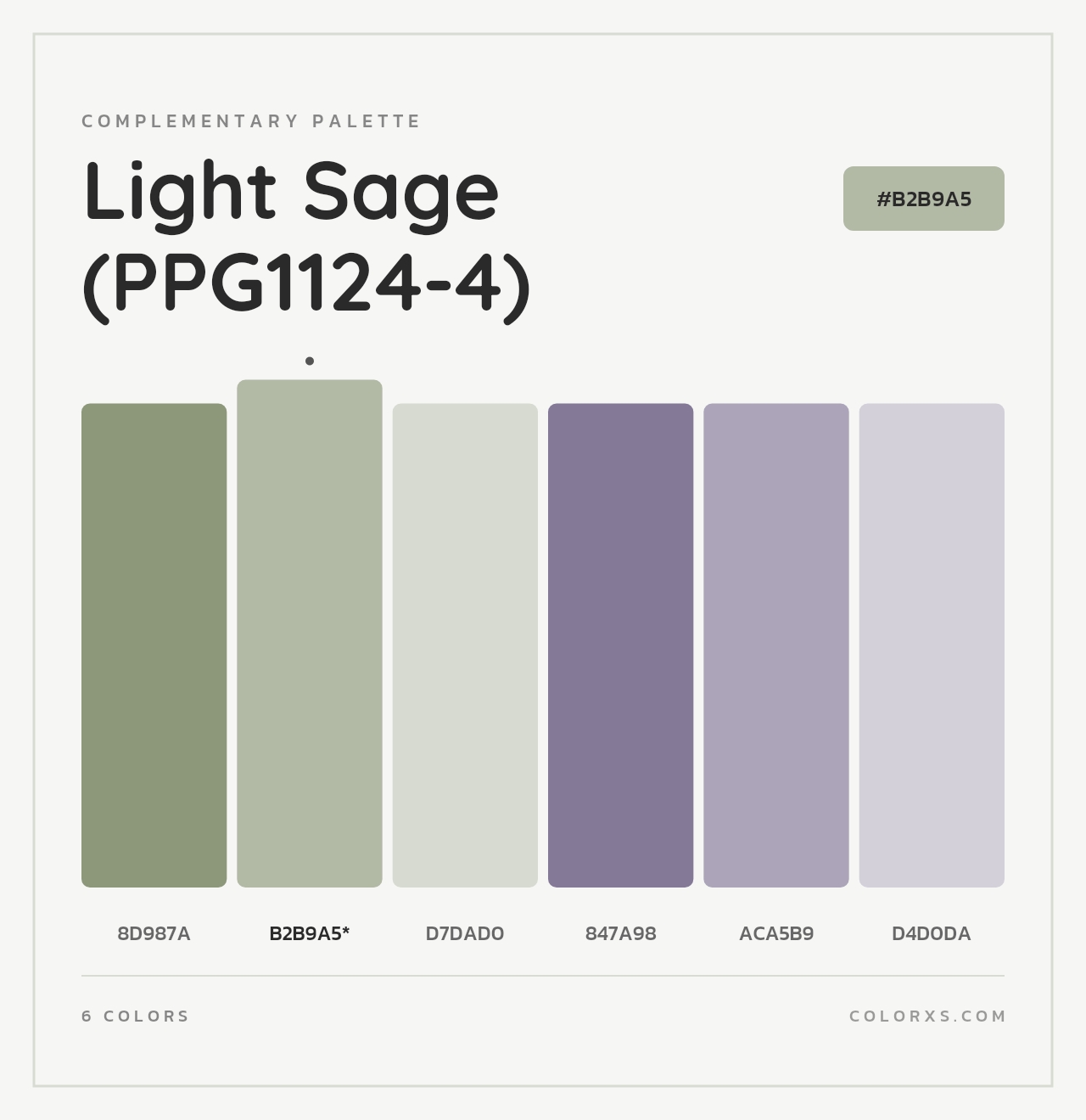 Light Sage (PPG1124-4) - Complementary Color Palette