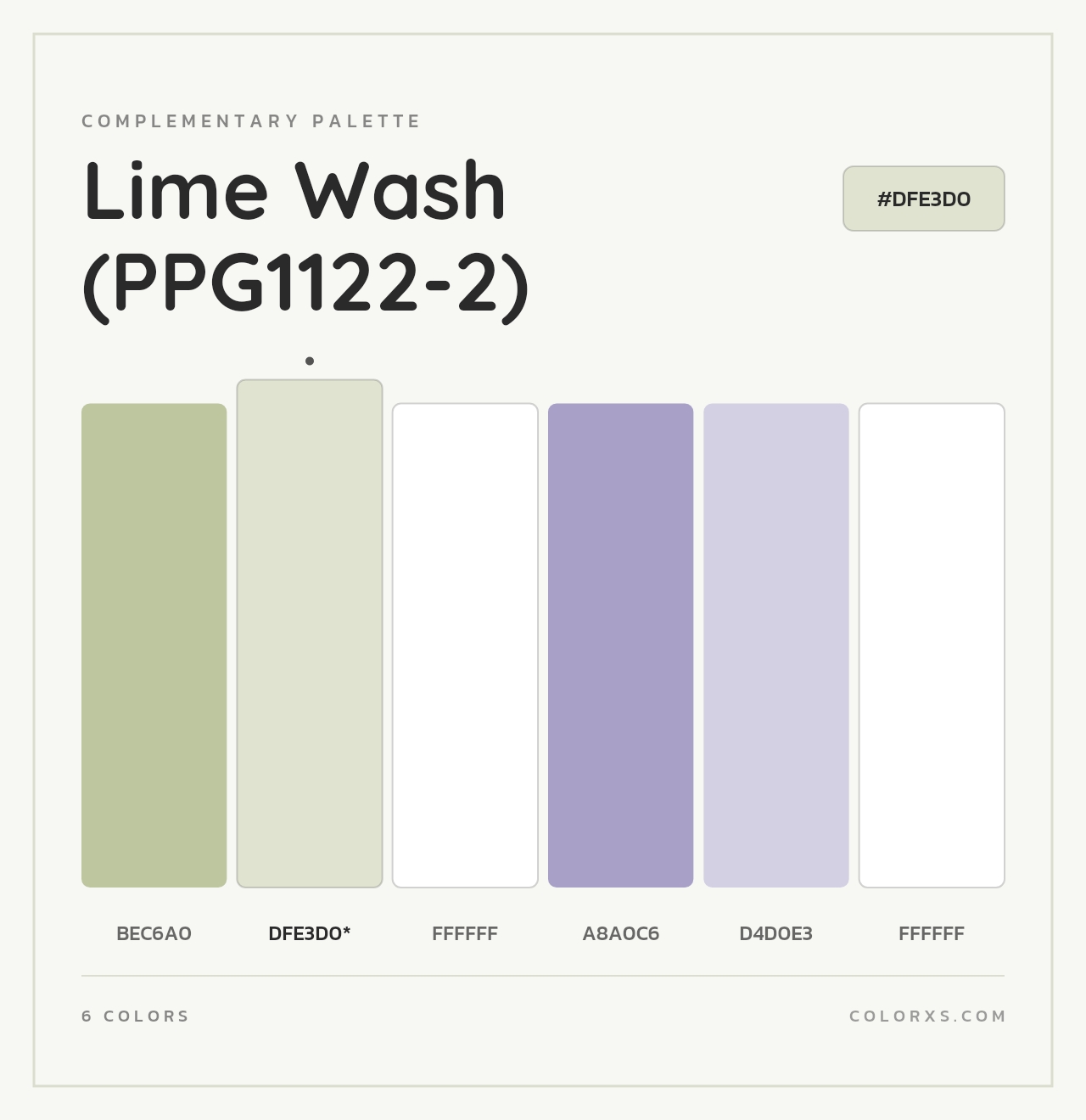 Lime Wash (PPG1122-2) - Complementary Color Palette