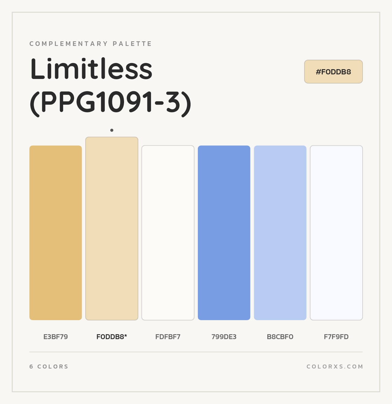 Limitless (PPG1091-3) - Complementary Color Palette