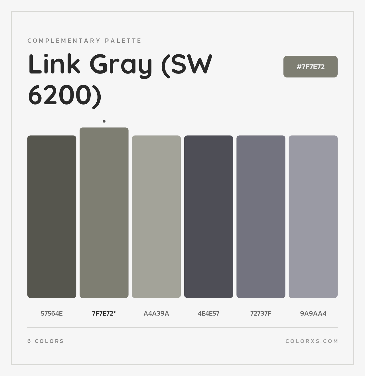 Link Gray (SW 6200) - Complementary Color Palette