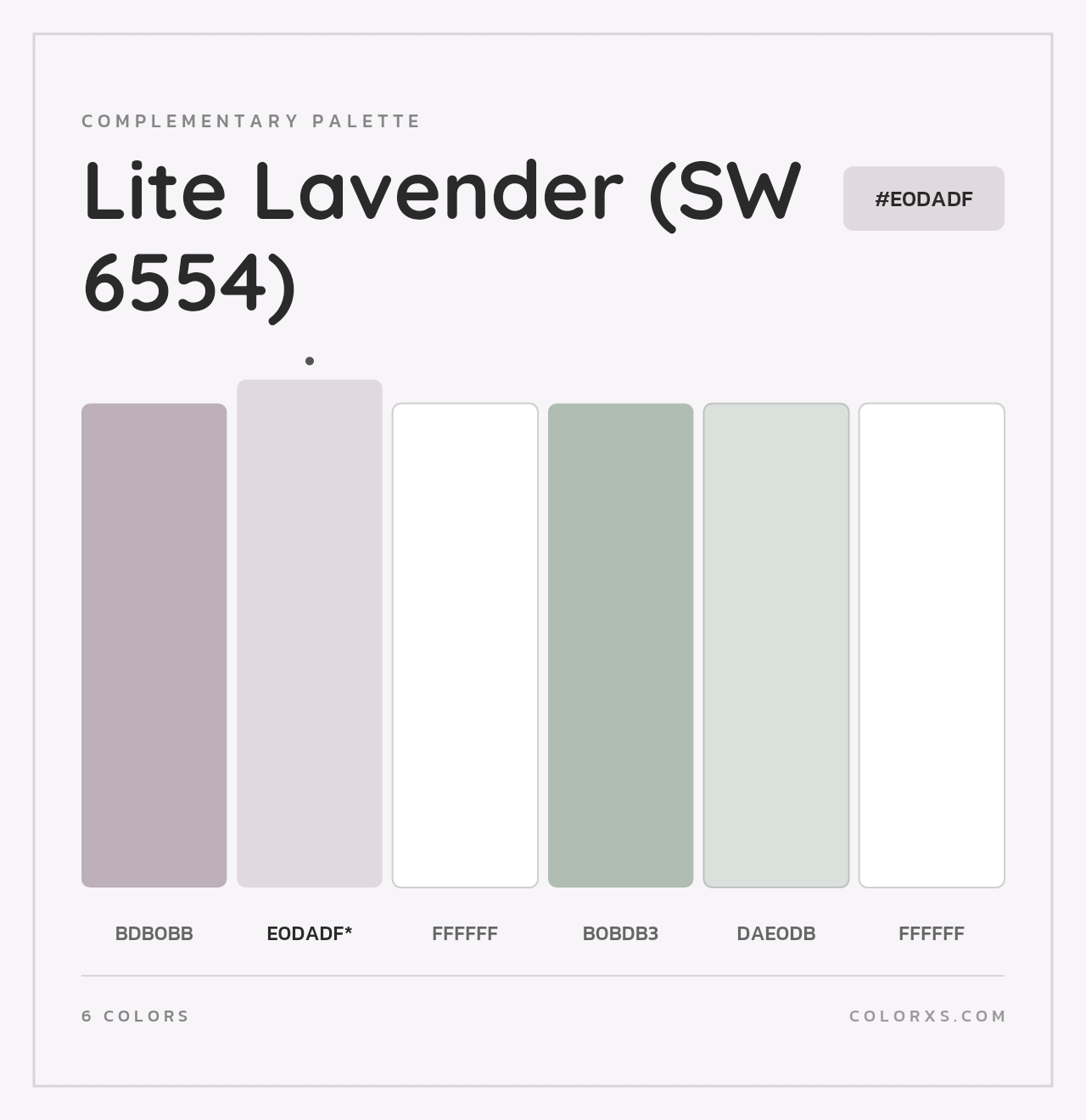 Lite Lavender (SW 6554) - Complementary Color Palette