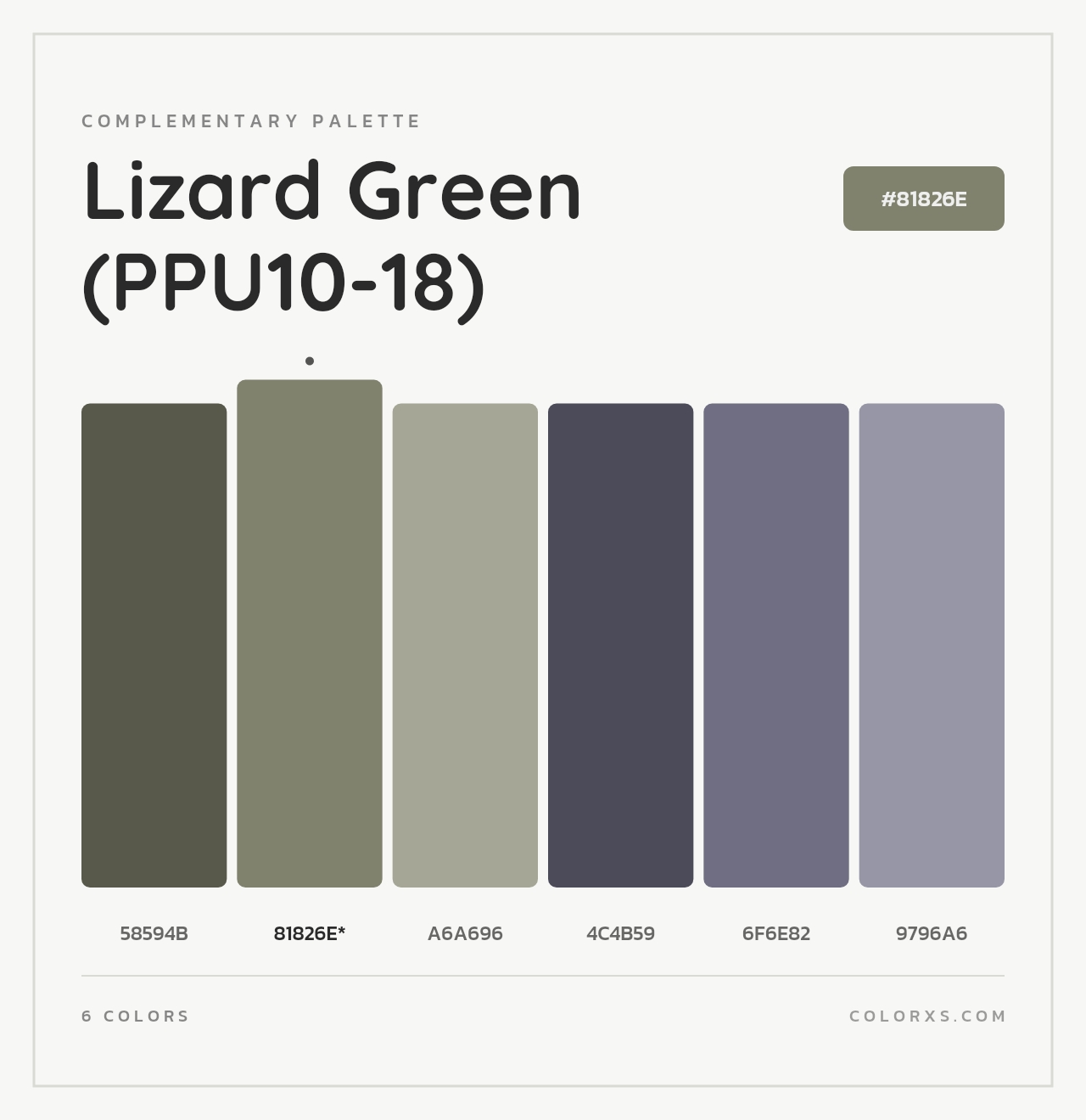 Lizard Green (PPU10-18) - Complementary Color Palette
