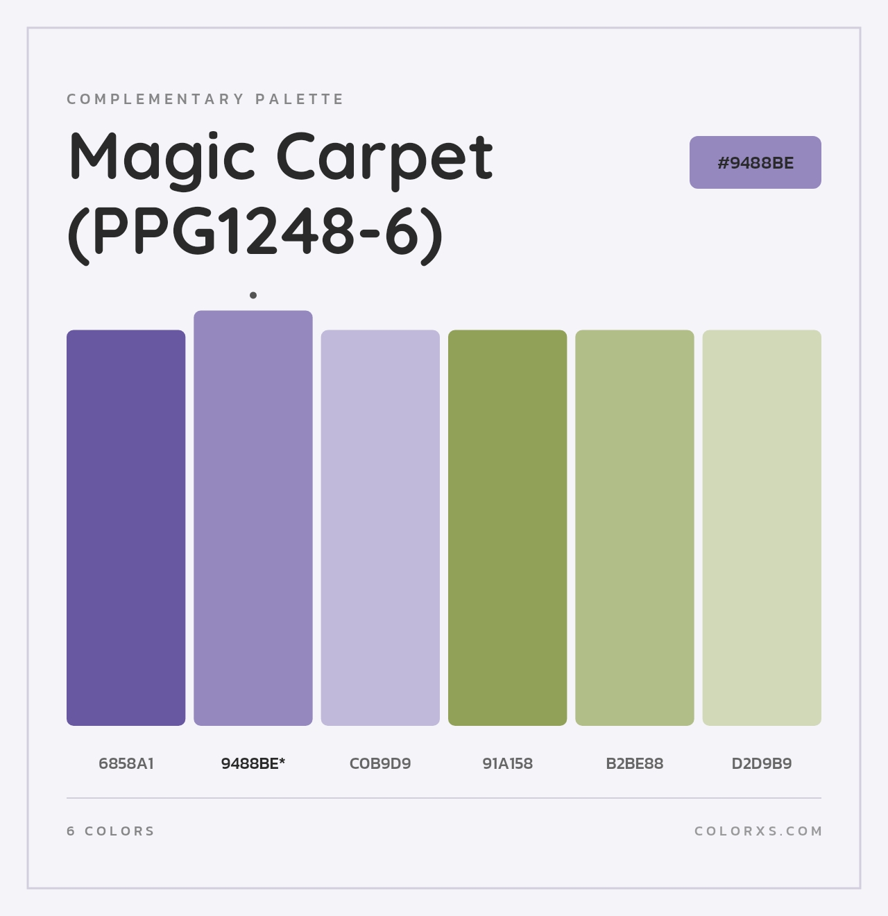 Magic Carpet (PPG1248-6) - Complementary Color Palette