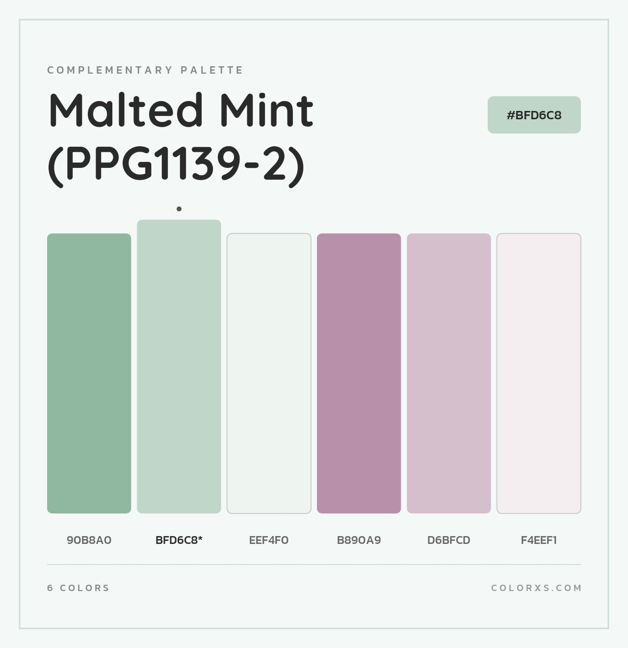 Malted Mint (PPG1139-2) - Complementary Color Palette