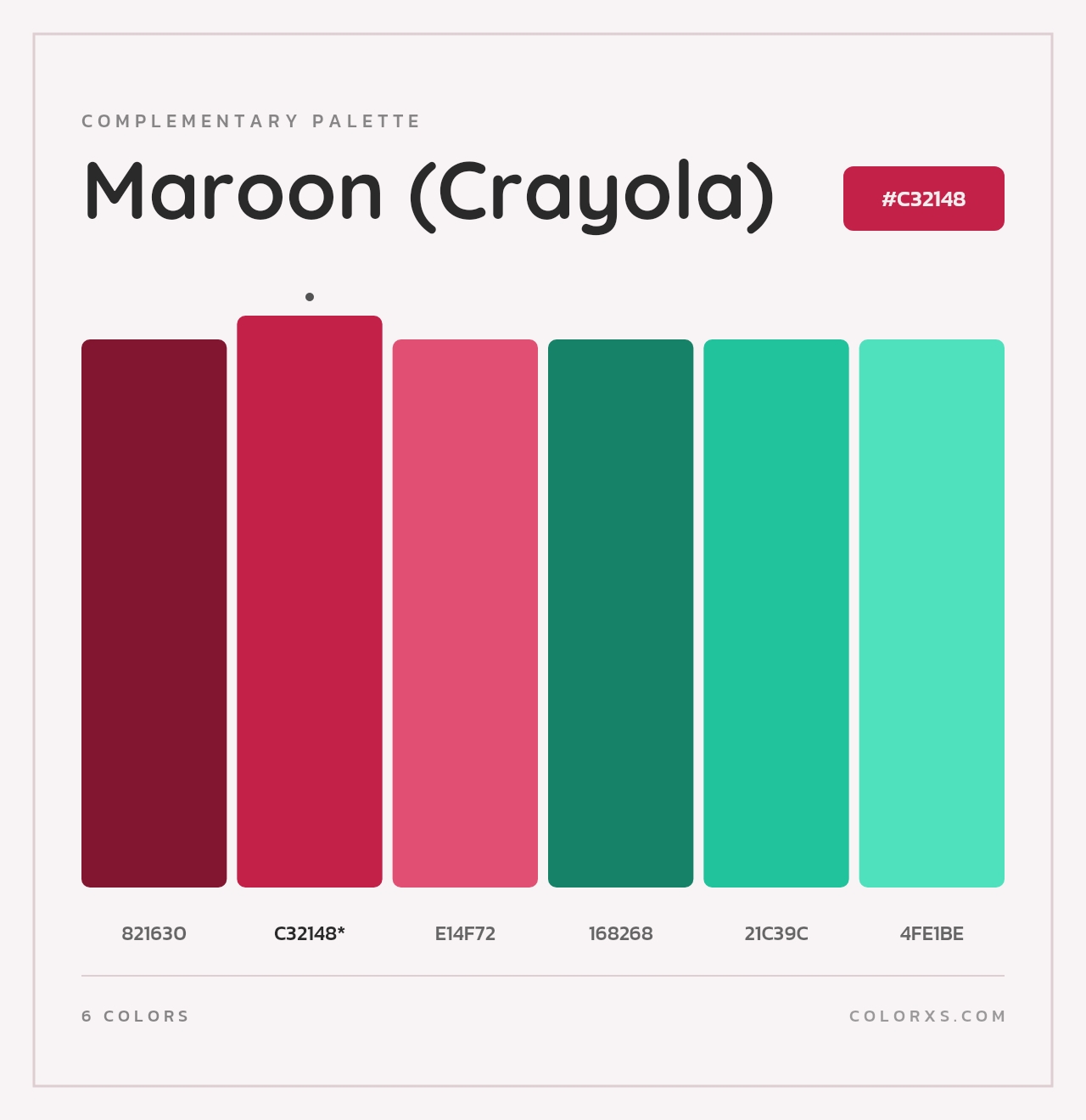 Maroon (Crayola) - Complementary Color Palette
