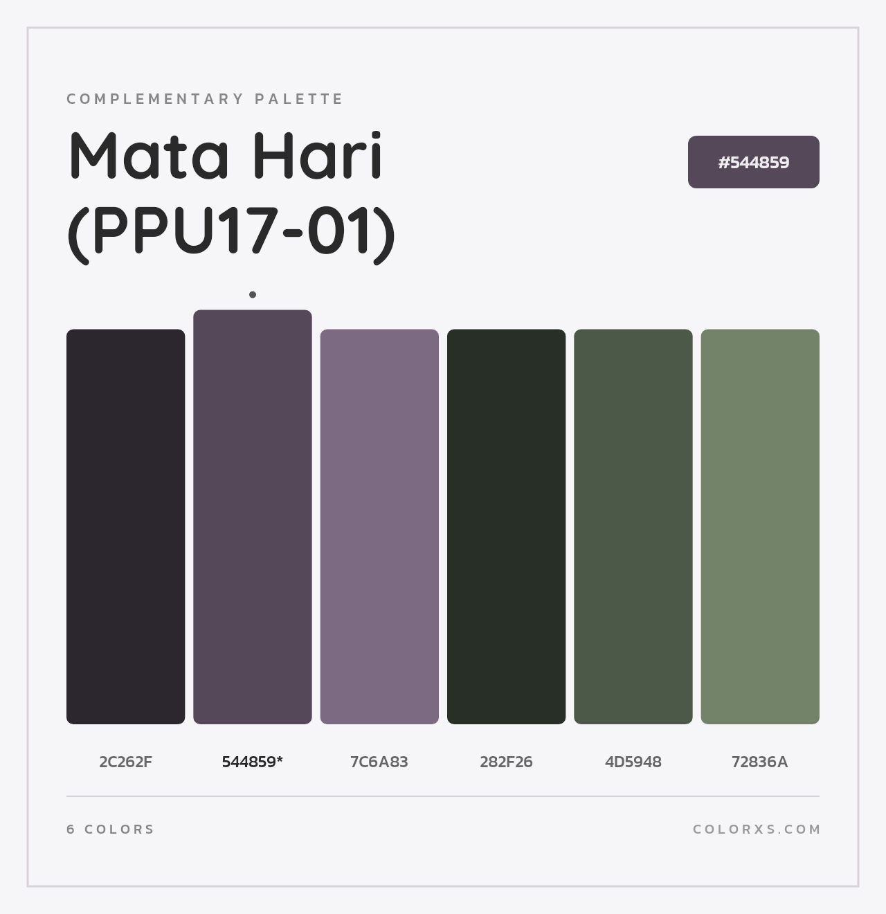 Mata Hari (PPU17-01) - Complementary Color Palette