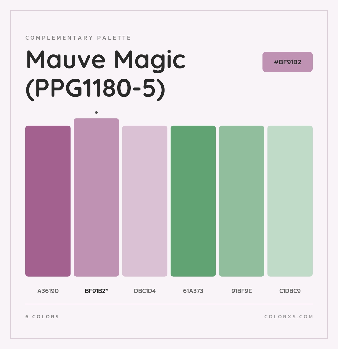 Mauve Magic (PPG1180-5) - Complementary Color Palette