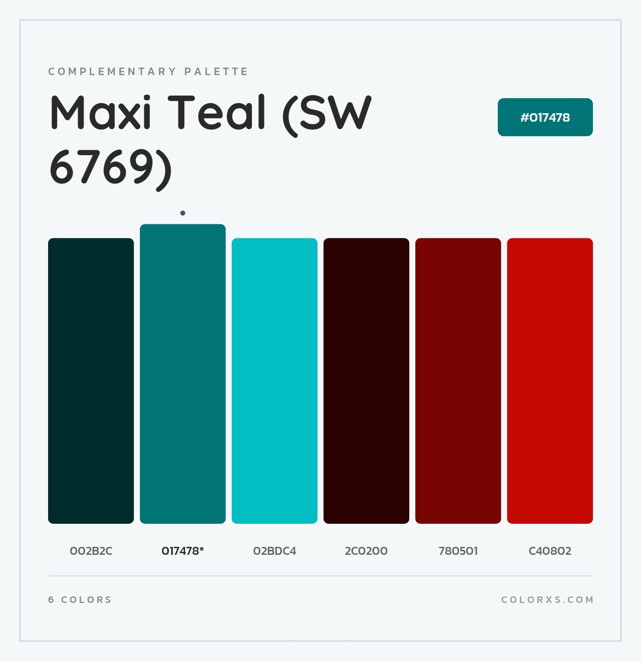 Maxi Teal (SW 6769) - Complementary Color Palette