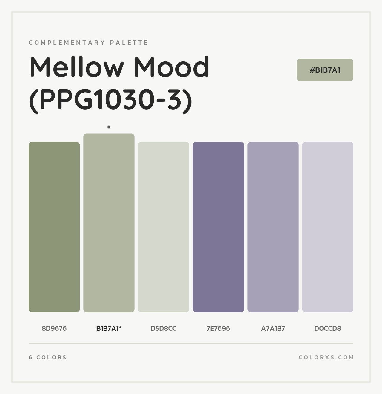 Mellow Mood (PPG1030-3) - Complementary Color Palette