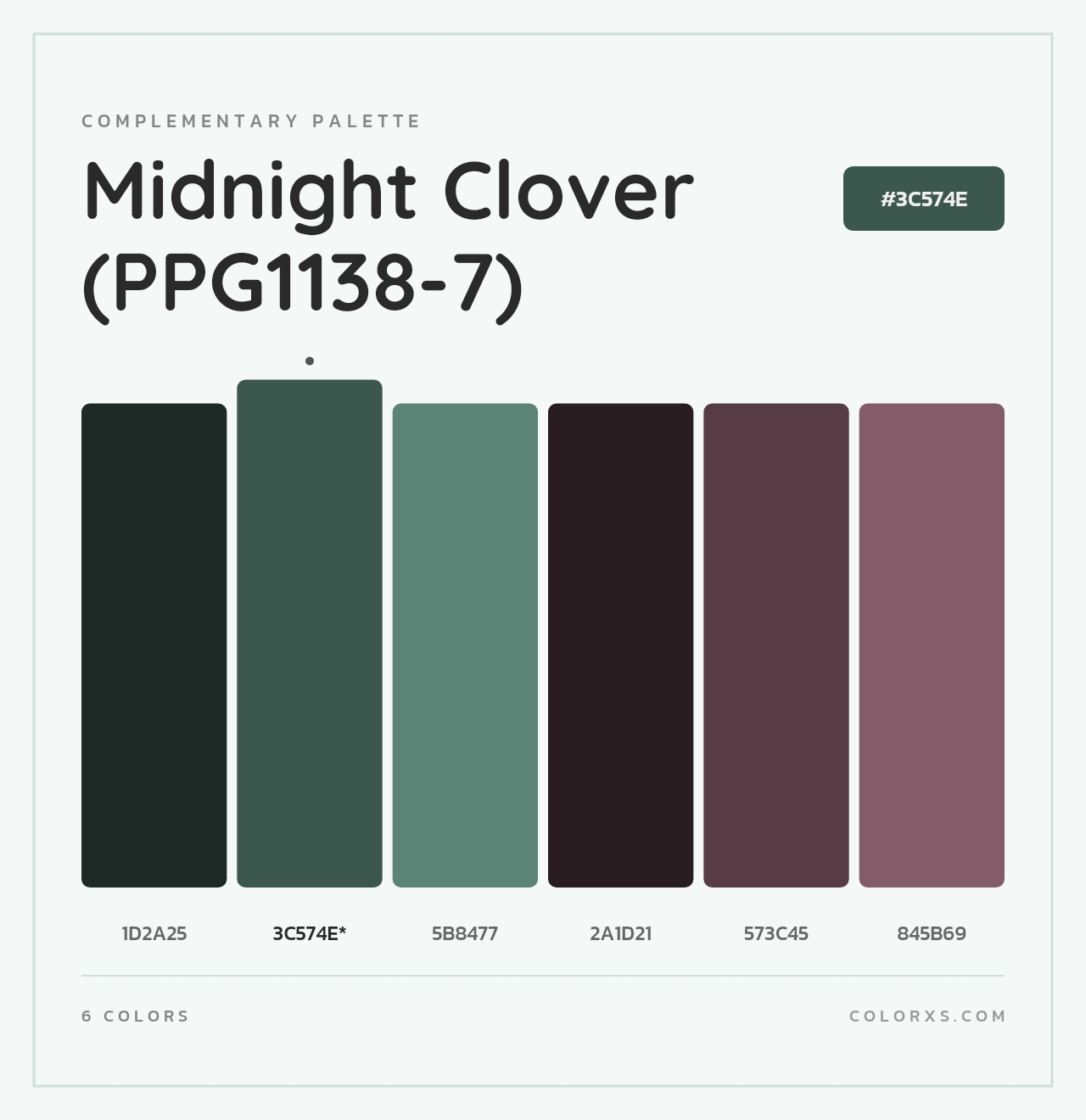 Midnight Clover (PPG1138-7) - Complementary Color Palette