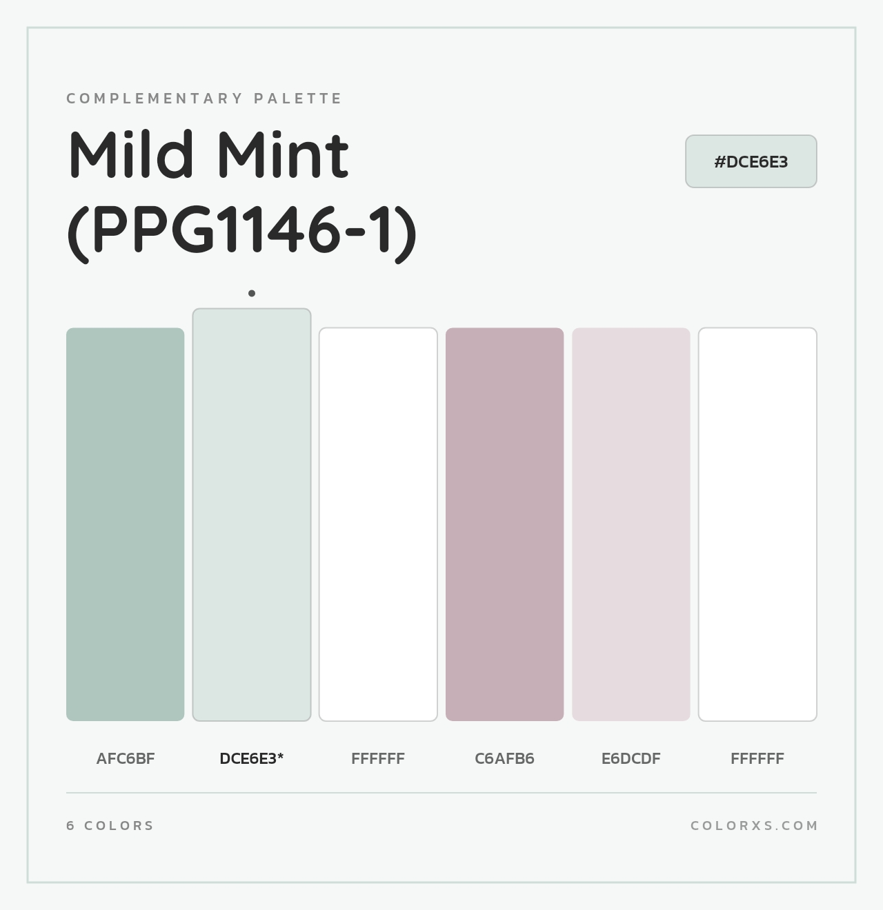 Mild Mint (PPG1146-1) - Complementary Color Palette