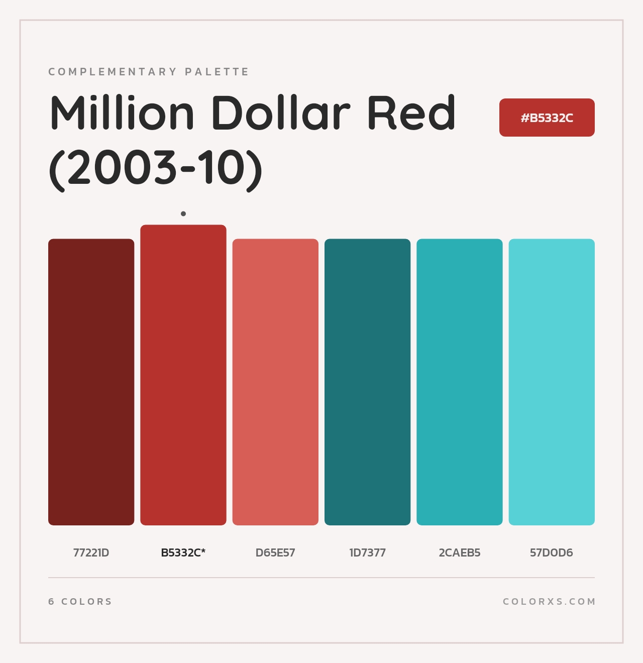 Million Dollar Red (2003-10) - Complementary Color Palette