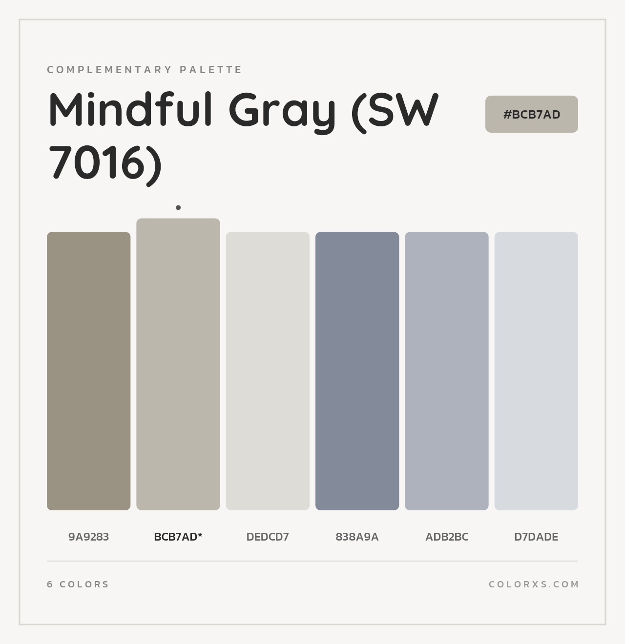 Mindful Gray (SW 7016) - Complementary Color Palette