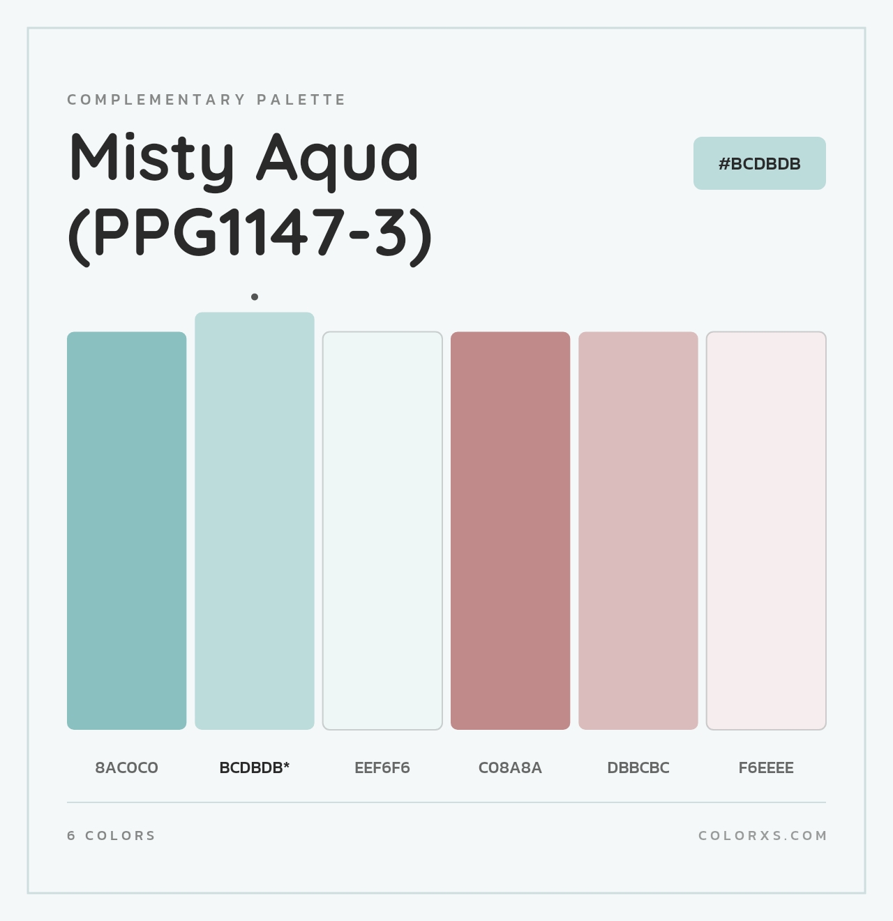 Misty Aqua (PPG1147-3) - Complementary Color Palette