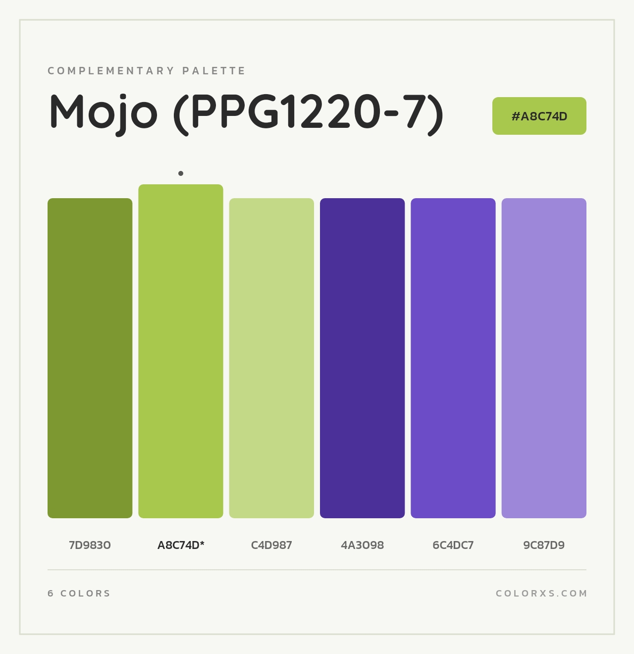 Mojo (PPG1220-7) - Complementary Color Palette