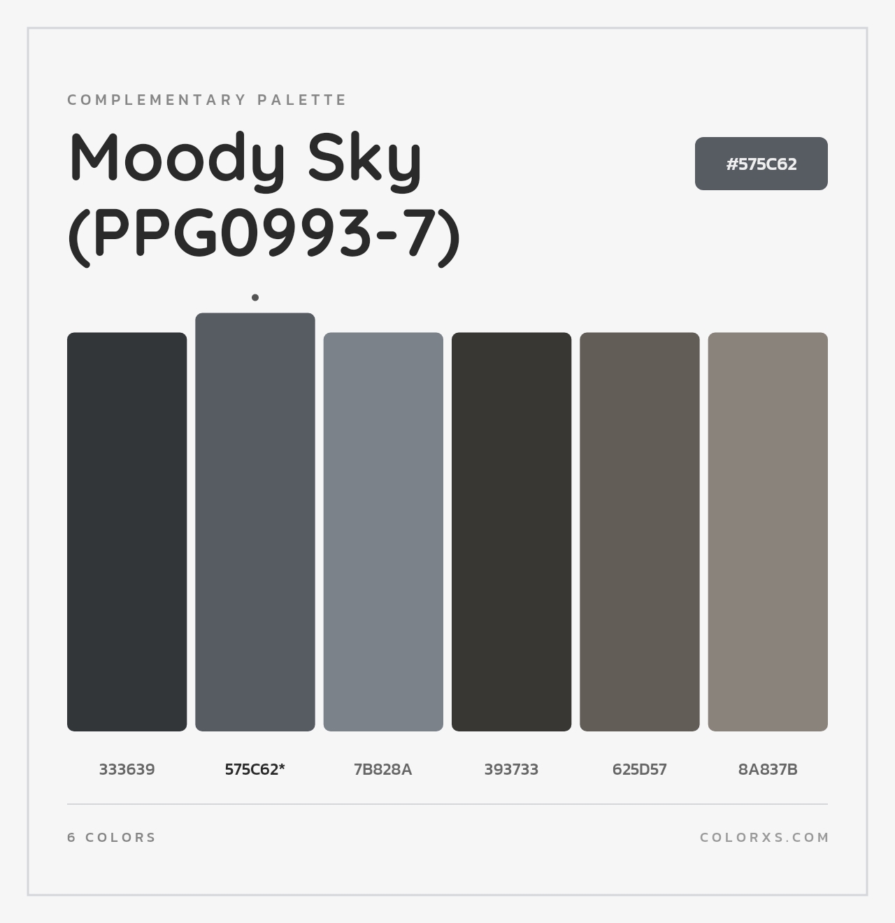 Moody Sky (PPG0993-7) - Complementary Color Palette