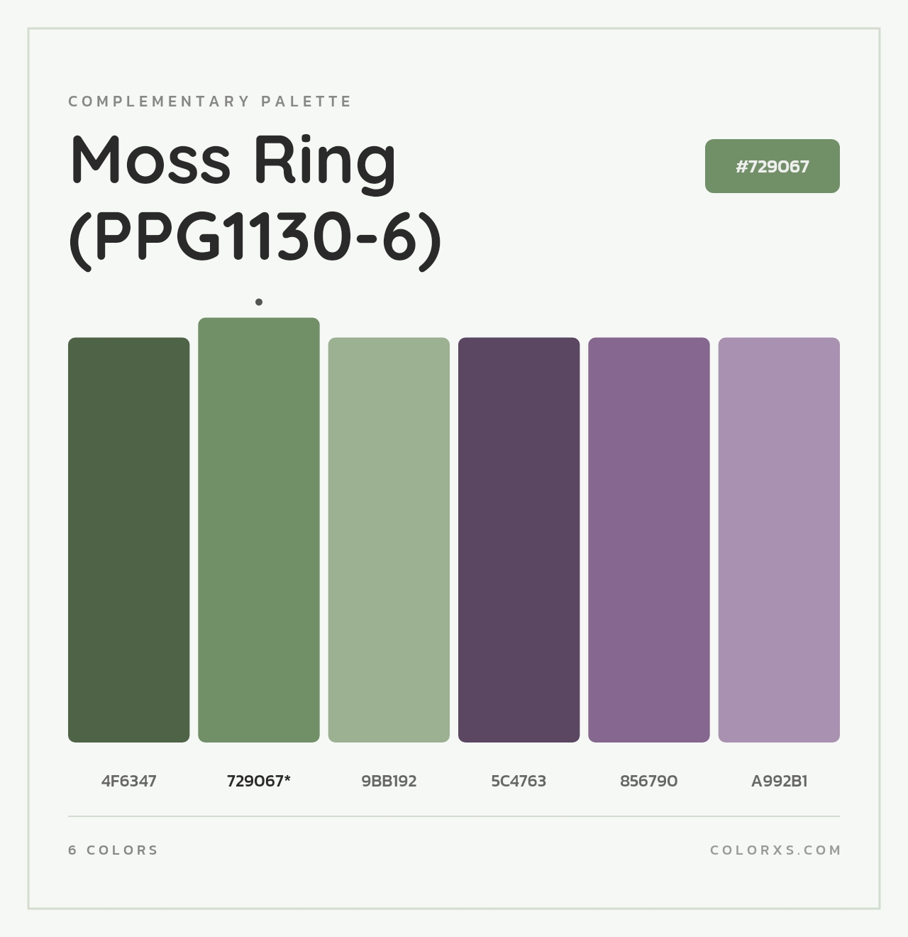 Moss Ring (PPG1130-6) - Complementary Color Palette